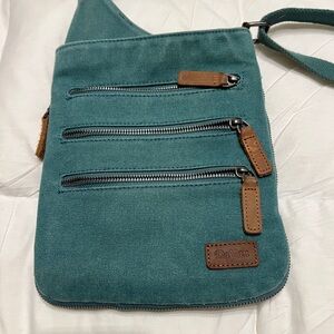 DaVan Teal Crossbody Bag with Brown Accents